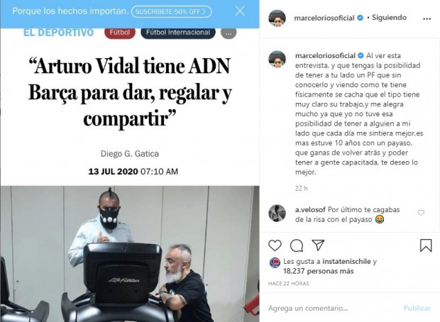 Marcelo Ríos cargó otra vez contra Manuel Astorga / www.instagram.com/marceloriosoficial