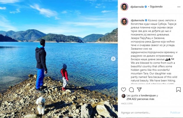 Novak Djokovic homenajeó a su hija y, al mismo tiempo, promocionó los paisajes de su país / www.instagram.com/djokernole
