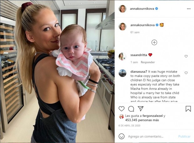 La imagen más reciente de Anna Kournikova, posando con uno de sus hijos / www.instagram.com/annakournikova