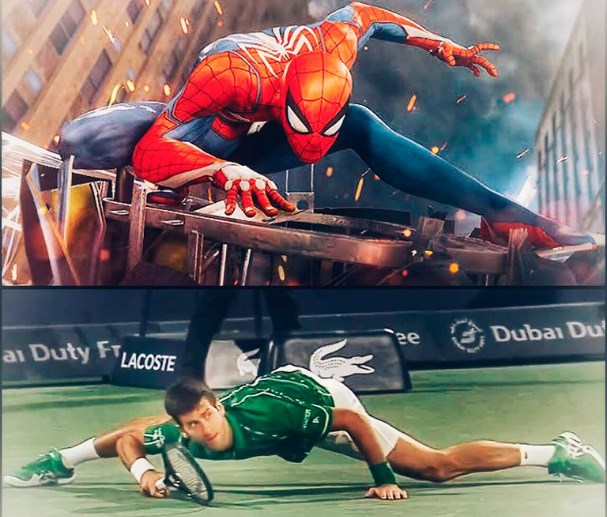 Djokovic volvió a hacerlo: se estiró a tal punto que se pareció y mucho al "Hombre Araña" / www.infobae.com