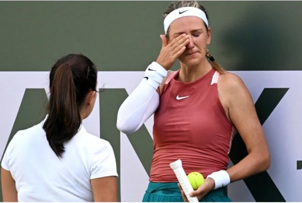 Victoria Azarenka entró en llanto y debió interrumpir su partido / www.infobae.com