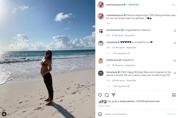 Con esta imagen, Maria Sharapova anunció que está embarazada / www.instagram.com/mariasharapova