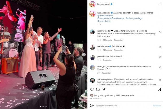 Fernando González volvió a publicar fotos de su fiesta de casamiento / www.instagram.com/fergonzalezel