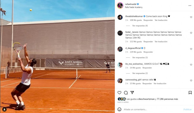 La foto de Rafael Nadal que ilusionó a sus seguidores con el regreso / www.instagram.com/rafaelnadal