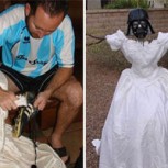 Hombre despechado utilizó vestido de novia de su ex de 101 maneras