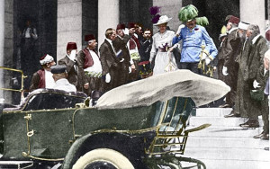 Archduke Franz Ferdinand of Austria and his wife, Sophie, leave the Sarajevo Guildhall after reading a speech on June 28, 1914. Five minutes later, they were assassinated.