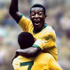 La foto del formidable salto de Pelé, cuando se elevó 1 metro 22 cms. del suelo