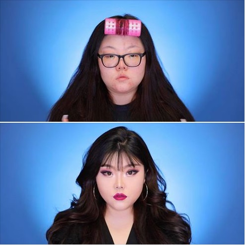 maquillaje antes despues coreana