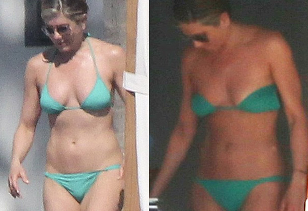 Jennifer Aniston y Courtney Cox paparazeadas en bikini durante vacaciones.
