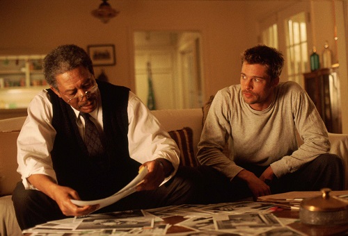 Morgan Freeman y Brad Pitt en "Pecados capitales"
