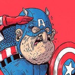 Graciosas ilustraciones de nuestros superhéroes favoritos en la tercera edad