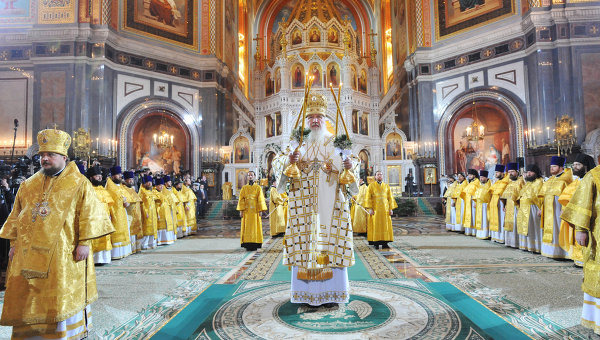 Cristianos ortodoxos celebrando la Navidad en Rusia.