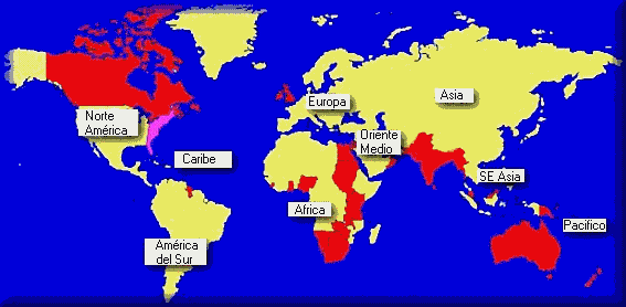 Los territorios que formaban el imperio británico.