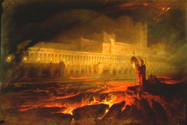 Pintura que ilustra la vista de Pandemónium, la capital del infierno.