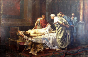 Nerón ante al cadáver de su madre Agripina.