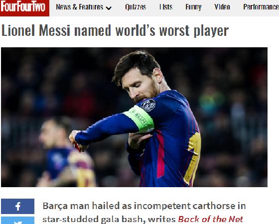 "Messi, nombrado el peor jugador del mundo".