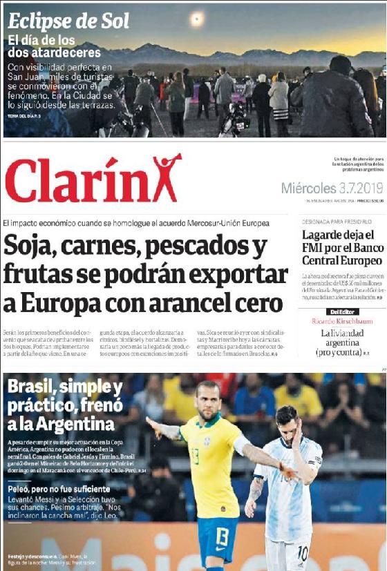 Clarín admitió las virtudes de Brasil.