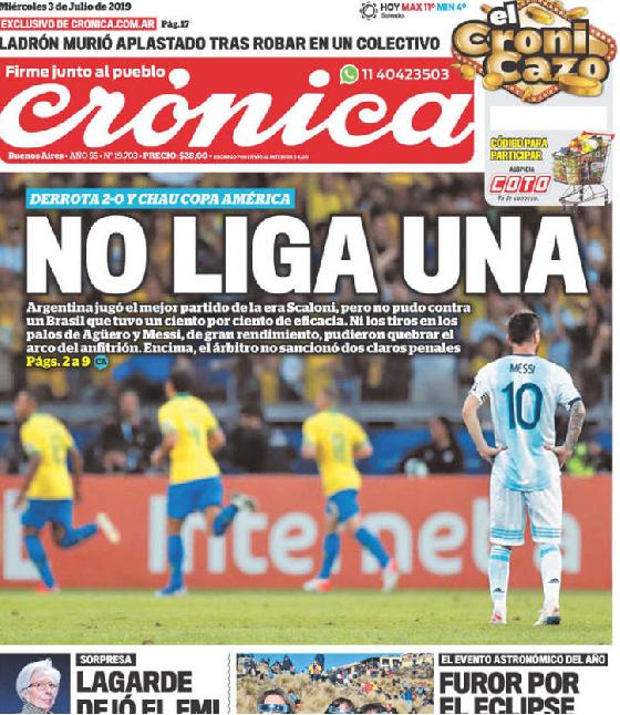 La portada de Crónica.