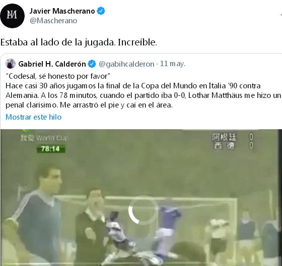Este es el "retweet" de Mascherano que dio origen a la discusión.