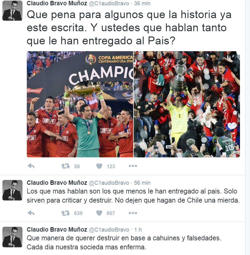 Claudio Bravo reacciona furioso ante rumores de infidelidad: Se defendió en las redes.