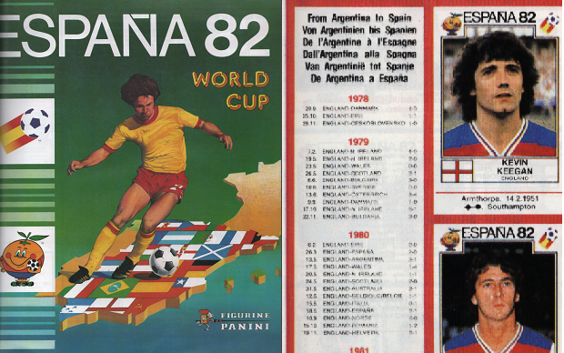 También para España 82, Panini destacó de inmediato por el diseño de sus láminas y las estadísticas que publicó con cada equipo.