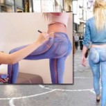 Modelo se paseó semidesnuda en Francia con cuerpo pintado emulando unos jeans