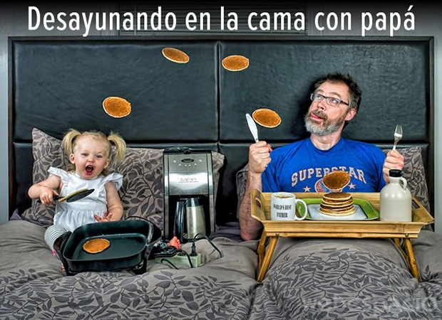 Desayunando en la cama con papá