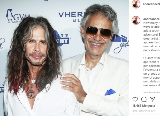 Andrea Bocelli y Steven Tyler, de Aerosmith.