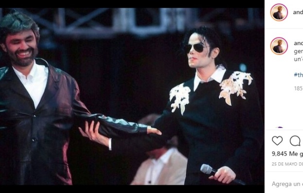 Bocelli junto al "Rey del Pop", Michael Jackson.