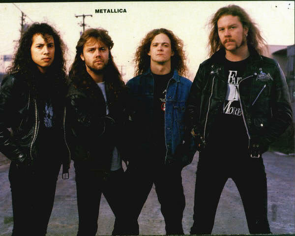 Metallica a fines de los años 80': de izquierda a derecha aparecen Kirk Hammet, Lars Ulrich, Jason Newsted y James Hetfield.