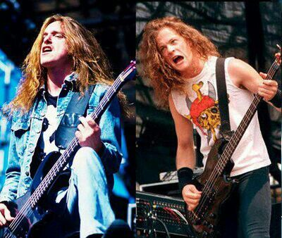 Cliff Burton y Jason Newsted, los dos bajistas de Metallica entre los años 1982 y 2001.