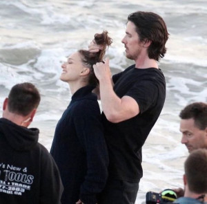 Christian Bale and Natalie Portman on set of ‘Knight of Cups’, 2012