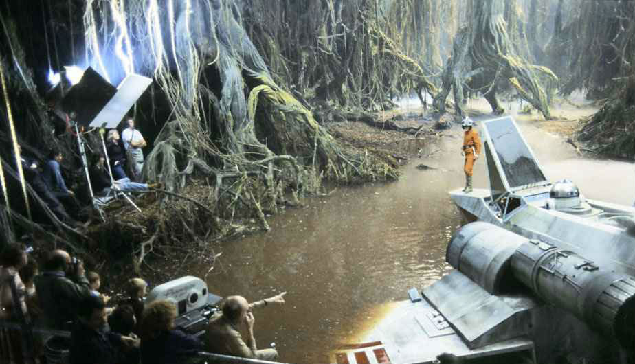 Rodaje de la secuencia de Luke Skywalker llegando al planeta Dagobah.