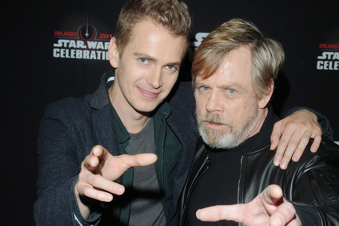 Hayden Christensen junto al actor Mark Hamill, el famoso Luke Skywalker.