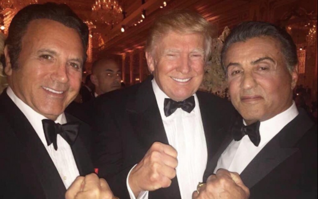 Los hermanos Stallone junto al presidente de Estados Unidos Donald Trump, un confeso seguidor de la saga cinematográfica de "Rocky".