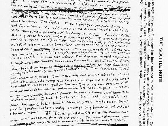 Carta de suicidio de Kurt Cobain