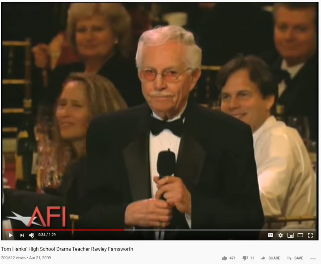 El fallecido profesor de actuación Rawley Farnsworth, uno de los mentores del actor Tom Hanks.