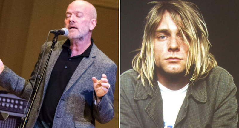 Michael Stipe, cantante de R.E.M. ; y Kurt Cobain, líder de Nirvana.