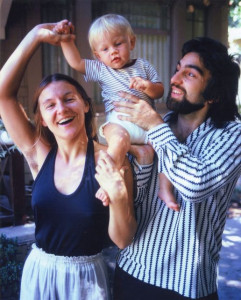 Baby Leonardo DiCaprio with his parents George DiCaprio and Irmelin Indenbirken in 1975