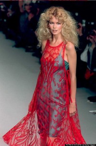Top model Claudia Schiffer wears a transparent cri