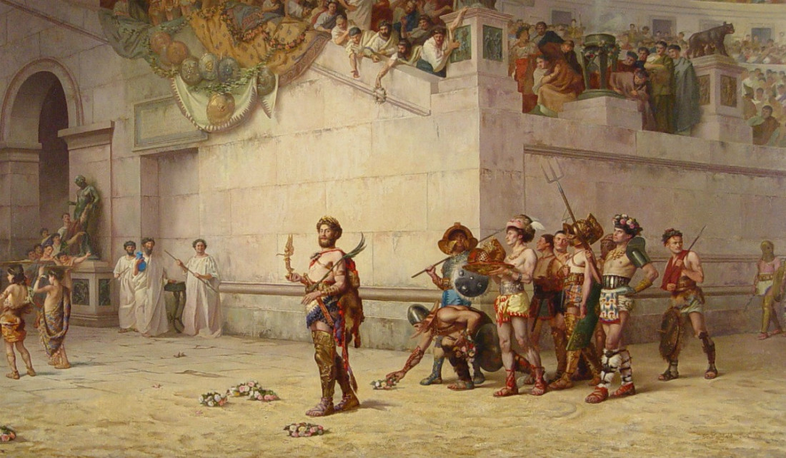 El emperador Cómodo entrando  en la Arena.