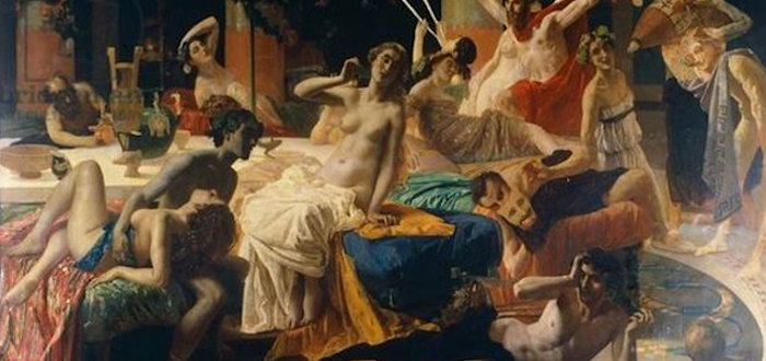 Pintura que recrea una de las orgías de Mesalina.