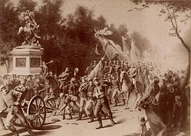 Representación alegórica de la entrada del ejército constitucional a Santiago en 1891.