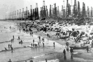 Huntington Beach, California, during the Oil boom of 1928.