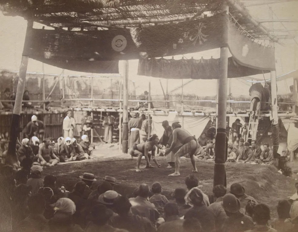 Sumo wrestling. Yokohama, Japan, 1887