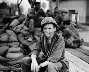 Teenage soldier, Saigon 1968,  Vietnam War.