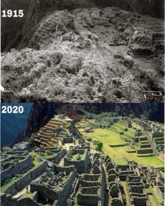 Machu Picchu en 1915 y en 2020.