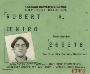Taxi Driver - De Niro Cab credential