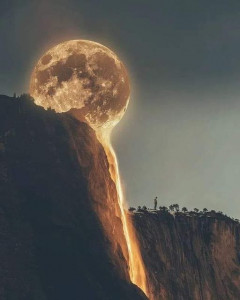 Yosemite por cierto, en un momento del año el sol poniente se alinea frente a las cataratas, lo que ilumina el agua que cae como una chimenea.