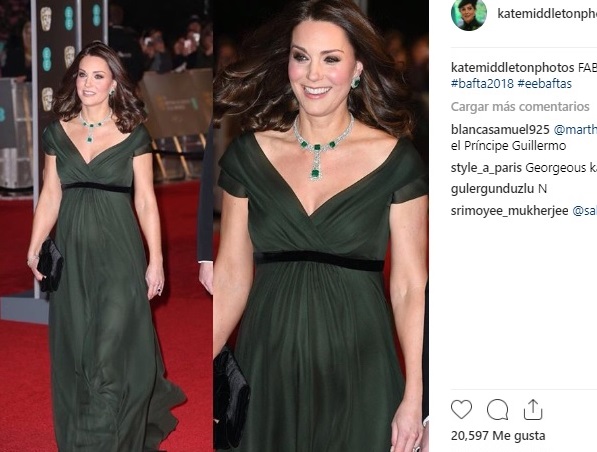 El vestido verde oscuro de Jenny Packham en los Premios BAFTA del 2018.